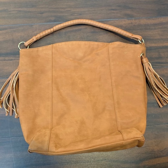 Olivia + Joy Handbags - Olivia + Joy Light Brown Faux Leather Medium Shoulder Bag